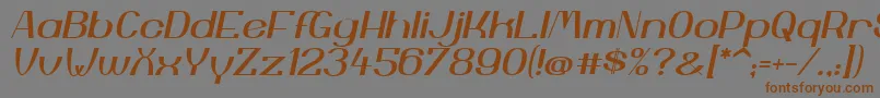フォントYiggivooUcI – 茶色の文字が灰色の背景にあります。