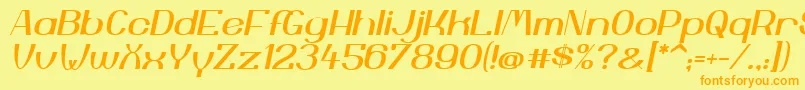 フォントYiggivooUcI – オレンジの文字が黄色の背景にあります。