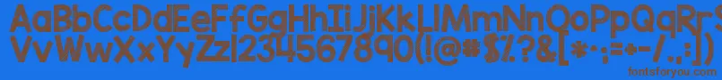 フォントKgblankspacesketch – 茶色の文字が青い背景にあります。