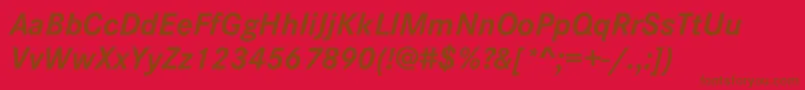 CorporateSW10BoldItalic-Schriftart – Braune Schriften auf rotem Hintergrund