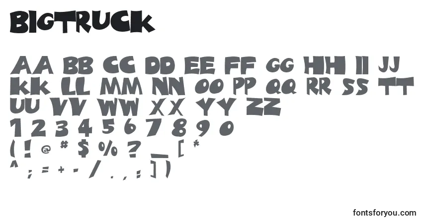 A fonte BigTruck – alfabeto, números, caracteres especiais