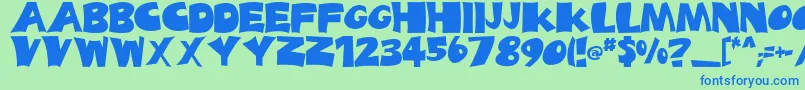 BigTruck-Schriftart – Blaue Schriften auf grünem Hintergrund