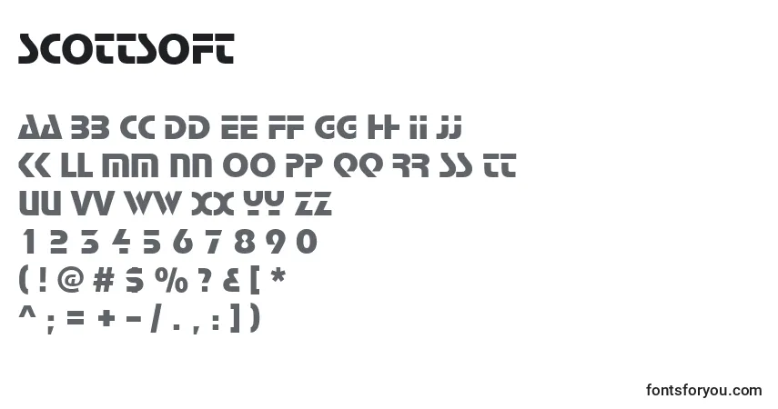 Schriftart Scottsoft – Alphabet, Zahlen, spezielle Symbole