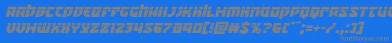 Crazyivanlaserital-Schriftart – Graue Schriften auf blauem Hintergrund