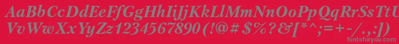 PetersburgattBolditalic-Schriftart – Graue Schriften auf rotem Hintergrund