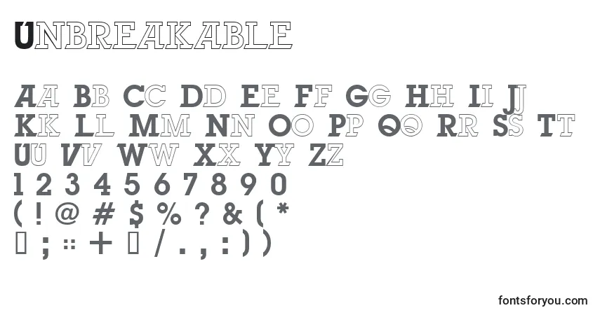 Unbreakable-fontti – aakkoset, numerot, erikoismerkit