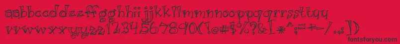 Fonte Just Kidding – fontes pretas em um fundo vermelho