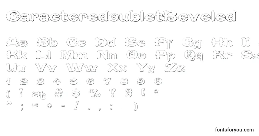 A fonte CaracteredoubletBeveled (16872) – alfabeto, números, caracteres especiais