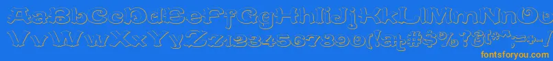フォントCaracteredoubletBeveled – オレンジ色の文字が青い背景にあります。