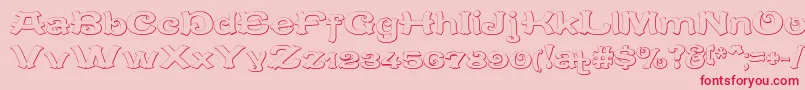 Fonte CaracteredoubletBeveled – fontes vermelhas em um fundo rosa