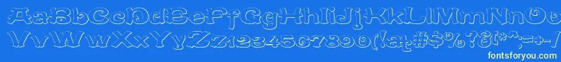 CaracteredoubletBeveled-Schriftart – Gelbe Schriften auf blauem Hintergrund