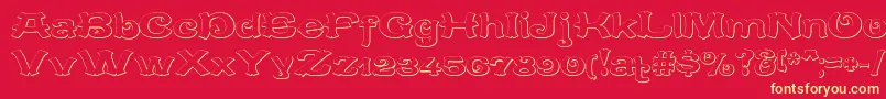 CaracteredoubletBeveled-fontti – keltaiset fontit punaisella taustalla
