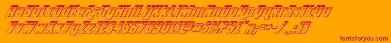 Czcionka Voyagefanthplat – czerwone czcionki na pomarańczowym tle