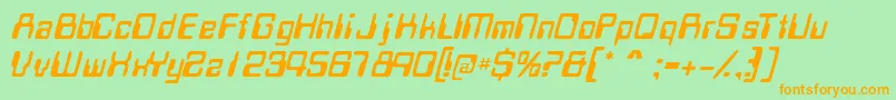 MagcardsskItalic-Schriftart – Orangefarbene Schriften auf grünem Hintergrund