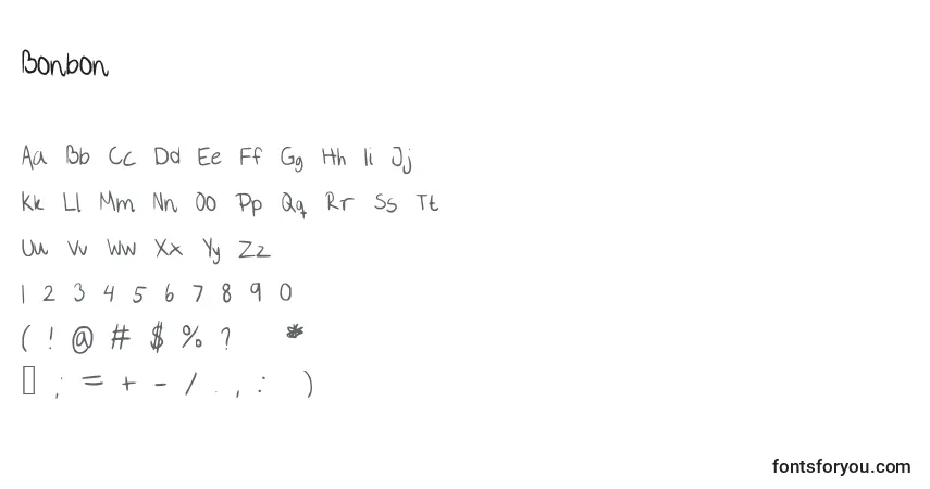 Schriftart Bonbon – Alphabet, Zahlen, spezielle Symbole