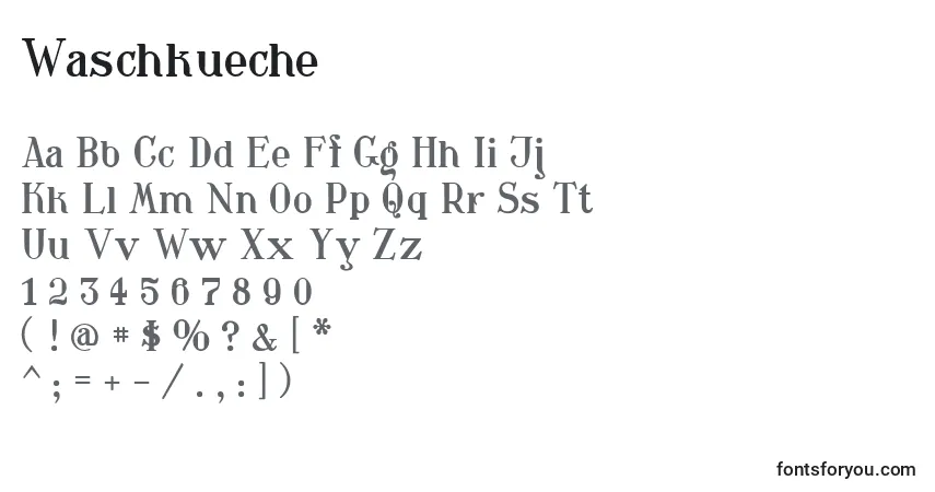 Waschkueche-fontti – aakkoset, numerot, erikoismerkit