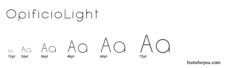 Размеры шрифта OpificioLight