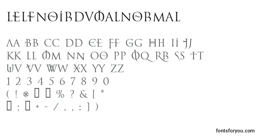 A fonte LelfNoirDuMalNormal – alfabeto, números, caracteres especiais