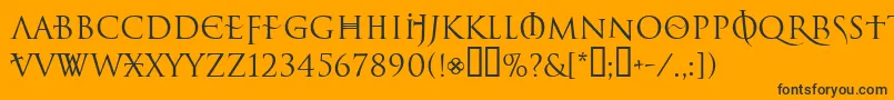 LelfNoirDuMalNormal-Schriftart – Schwarze Schriften auf orangefarbenem Hintergrund