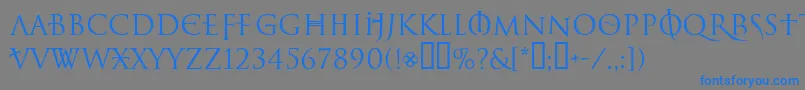 LelfNoirDuMalNormal-Schriftart – Blaue Schriften auf grauem Hintergrund