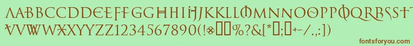 Шрифт LelfNoirDuMalNormal – коричневые шрифты на зелёном фоне