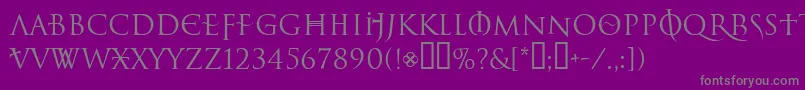 LelfNoirDuMalNormal-fontti – harmaat kirjasimet violetilla taustalla