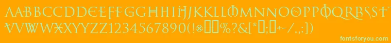 LelfNoirDuMalNormal Font – Green Fonts on Orange Background