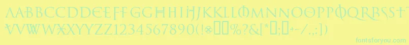 フォントLelfNoirDuMalNormal – 黄色い背景に緑の文字