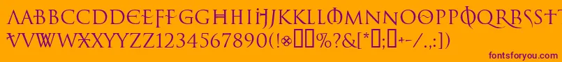 LelfNoirDuMalNormal Font – Purple Fonts on Orange Background