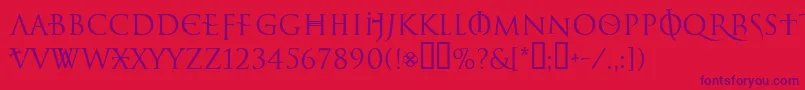 Шрифт LelfNoirDuMalNormal – фиолетовые шрифты на красном фоне