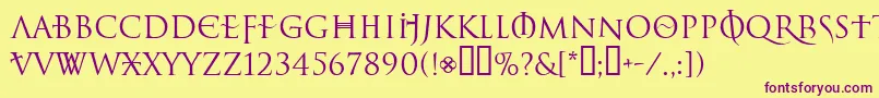 LelfNoirDuMalNormal Font – Purple Fonts on Yellow Background