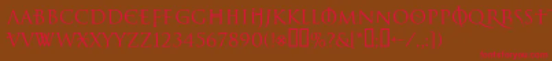 フォントLelfNoirDuMalNormal – 赤い文字が茶色の背景にあります。