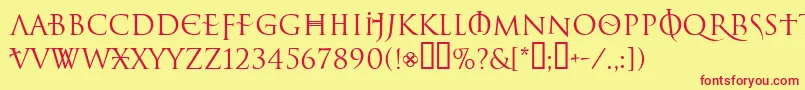 LelfNoirDuMalNormal Font – Red Fonts on Yellow Background
