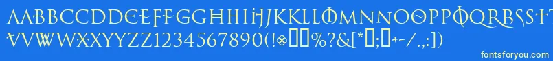 フォントLelfNoirDuMalNormal – 黄色の文字、青い背景