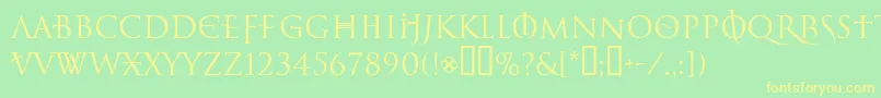 フォントLelfNoirDuMalNormal – 黄色の文字が緑の背景にあります