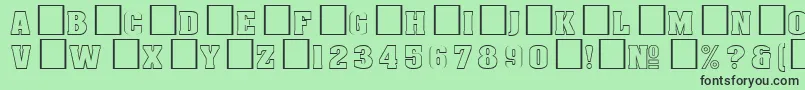 フォントDgAachenoutlineNormal – 緑の背景に黒い文字