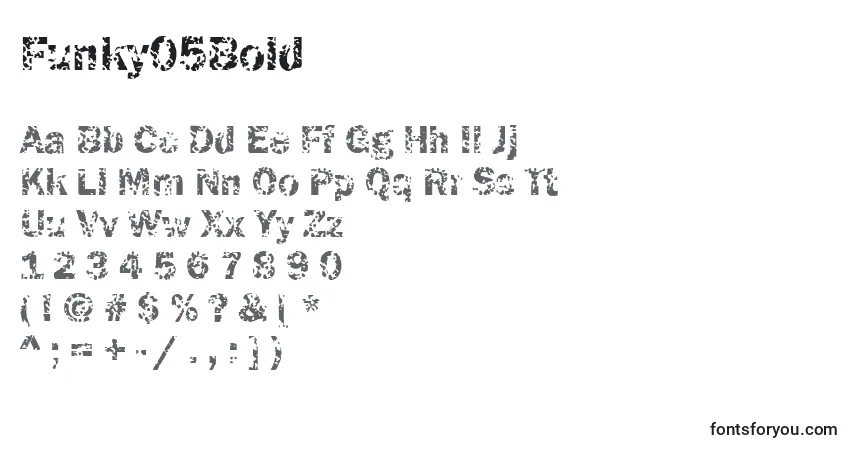 Schriftart Funky05Bold – Alphabet, Zahlen, spezielle Symbole