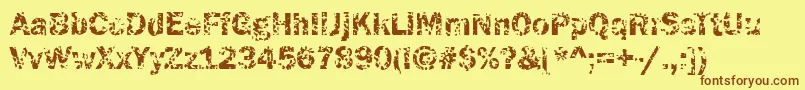 Funky05Bold Font – Brown Fonts on Yellow Background