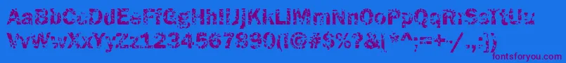 Funky05Bold Font – Purple Fonts on Blue Background