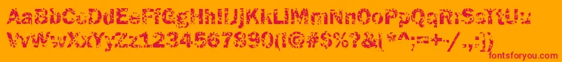 Funky05Bold-Schriftart – Rote Schriften auf orangefarbenem Hintergrund