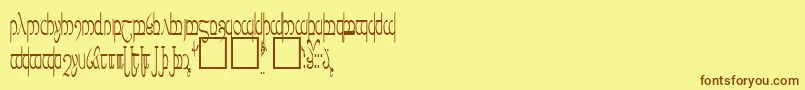 フォントTengwarVer.5 – 茶色の文字が黄色の背景にあります。