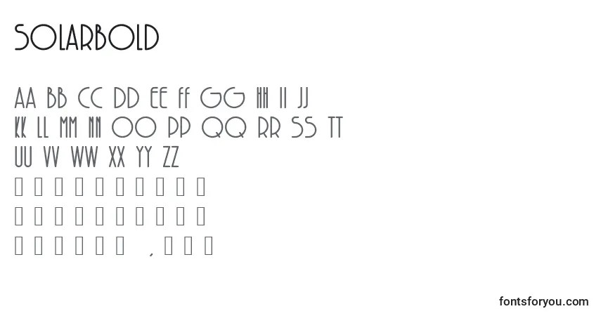 A fonte SolarBold – alfabeto, números, caracteres especiais