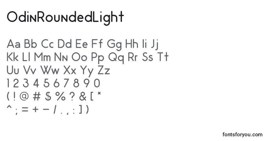 Schriftart OdinRoundedLight – Alphabet, Zahlen, spezielle Symbole