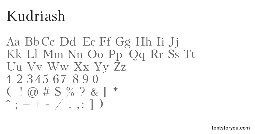 A fonte Kudriash – alfabeto, números, caracteres especiais