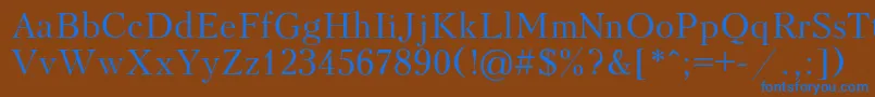 Kudriash-Schriftart – Blaue Schriften auf braunem Hintergrund