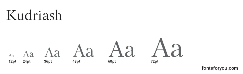 Размеры шрифта Kudriash