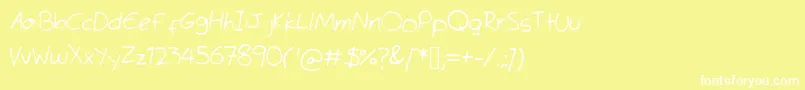TimesMeneRoman-Schriftart – Weiße Schriften auf gelbem Hintergrund