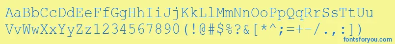 CourierNewCyr90n Font – Blue Fonts on Yellow Background
