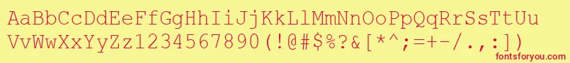 CourierNewCyr90n-Schriftart – Rote Schriften auf gelbem Hintergrund