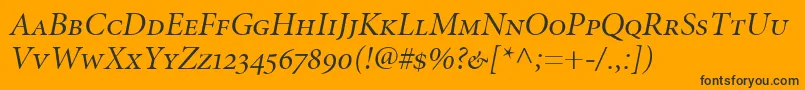 MinionItalicDisplaySmallCapsOldstyleFigures Font – Black Fonts on Orange Background